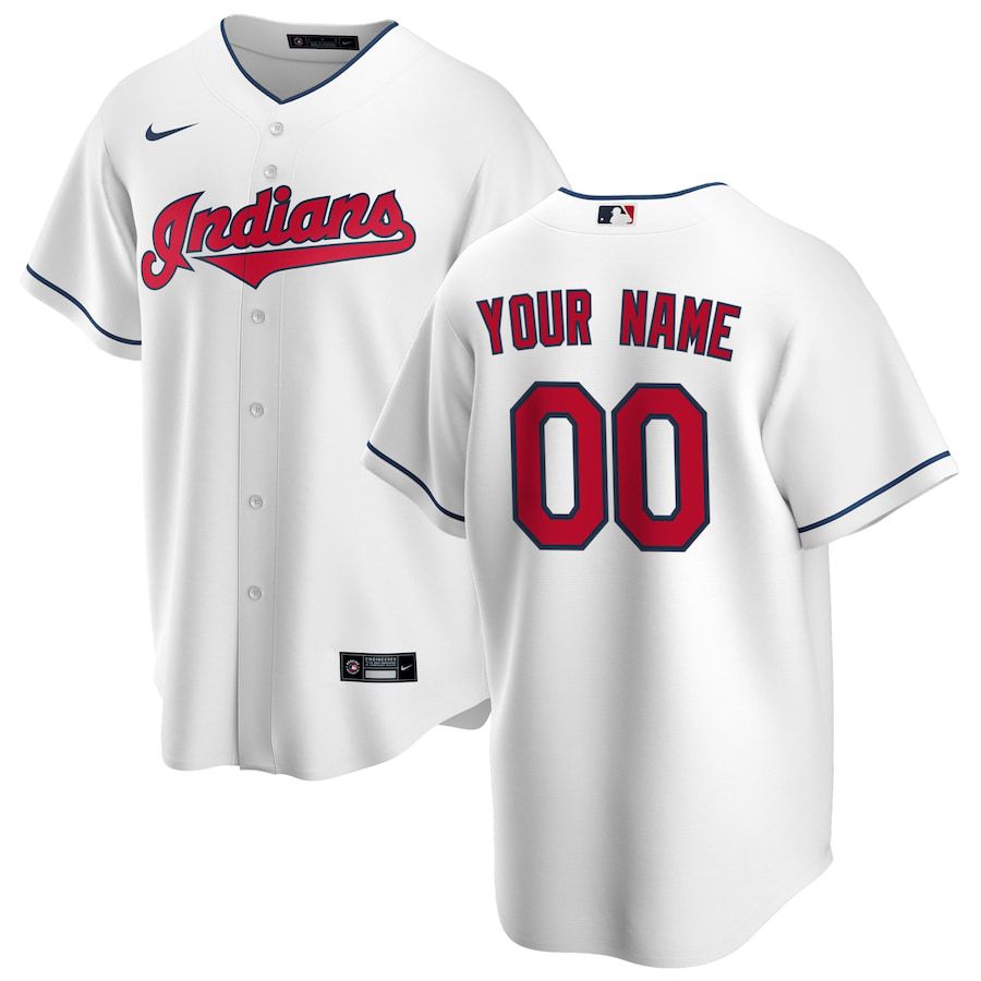 Youth Cleveland Indians Nike White Home Replica Custom MLB Jerseys